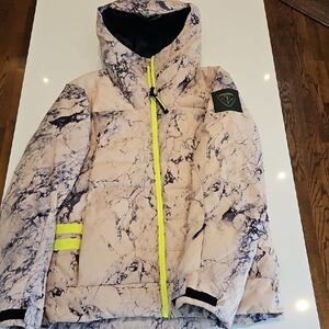 Rossignol Rapide RF Stone Print Ski Jacket with Yellow Accent - Mens Small